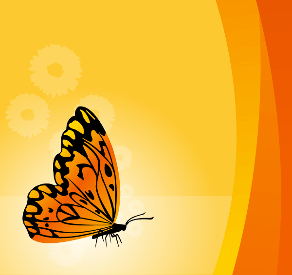 Free Vector Floral Background with Butterfly