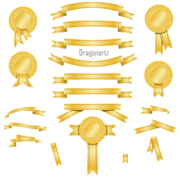 Vector Golden Banners and Award Ribbons Vector Golden Banners and Award Ribbons