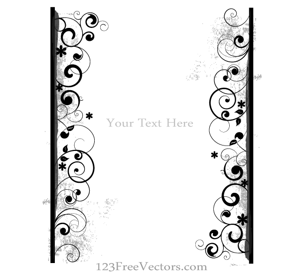 Grunge Floral Frame Vector Illustration