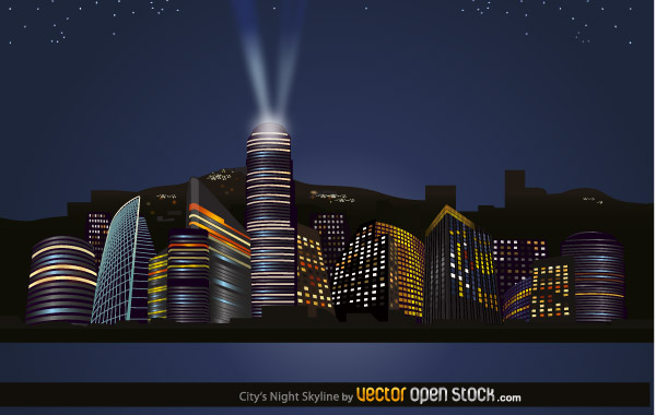 City Nights Skyline Vector Free City Nights Skyline Vector Free