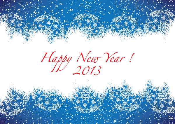 Happy New Year 2013 Blue Greeting Card Free Vector