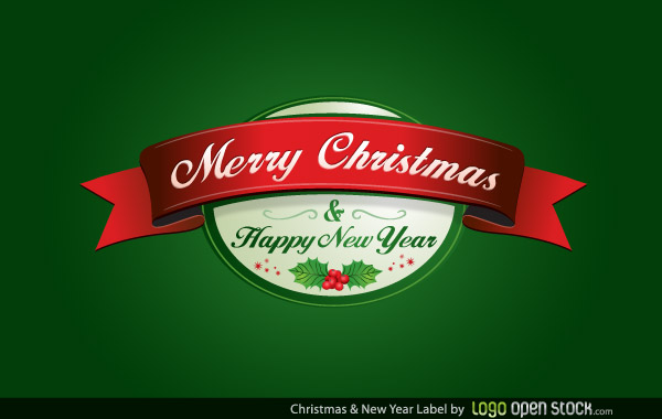 Vector Merry Christmas and New Year Label Design
