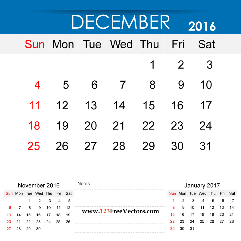 December 2016 Calendar Printable December 2016 Calendar Printable