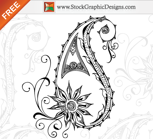 Hand Drawn Paisley Free Vector Elements Hand Drawn Paisley Free Vector Elements