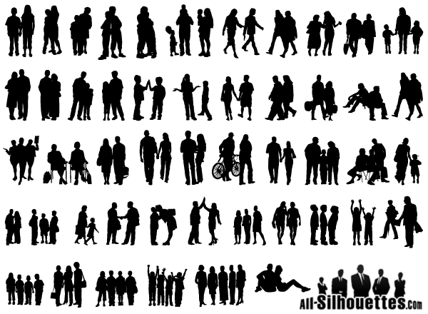 Group of People Silhouettes Free Vector Group of People Silhouettes Free Vector