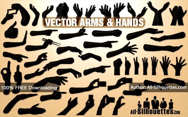 Hands and Arms Silhouettes Vector Hands and Arms Silhouettes Vector