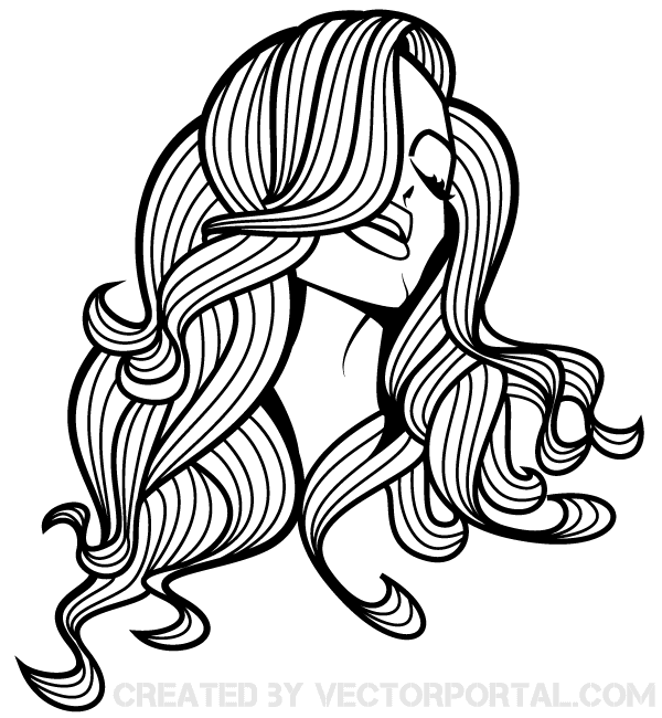 Vector Beautiful Girl with Long Hair Download Free Vector Art Free