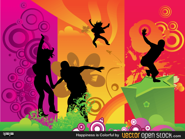 Happiness is Colorful Vector Illustration | Download Free Vector Art