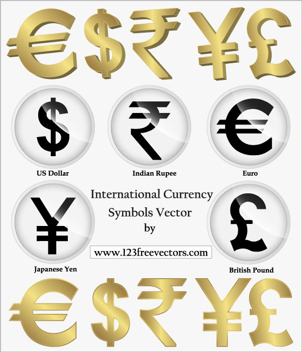 International Currency Symbols Vector International Currency Symbols Vector