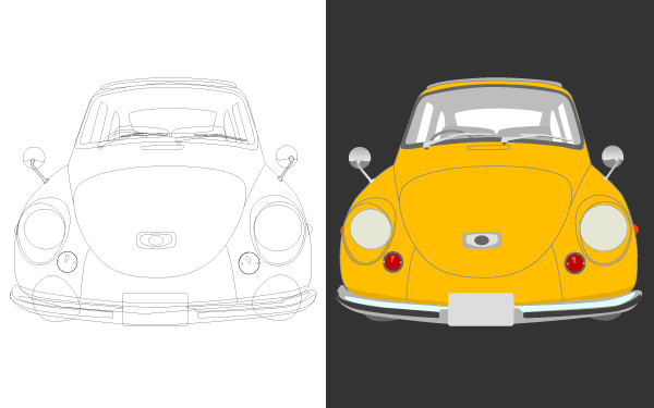 Yellow Classic Car vector Art Yellow Classic Car vector Art