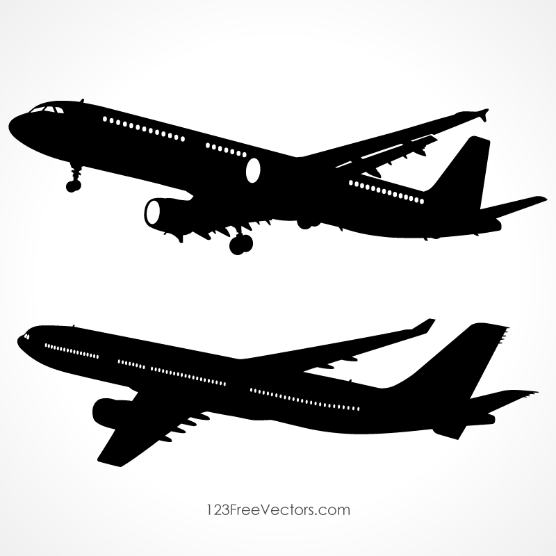 Detailed airplane silhouette vector images  download free vector art