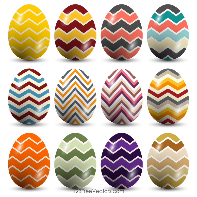 Colorful Easter Eggs with Zigzag Pattern