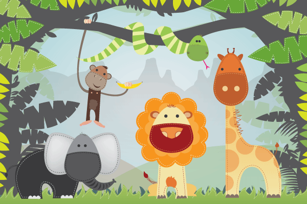 Cartoon Jungle Animals Free Vector