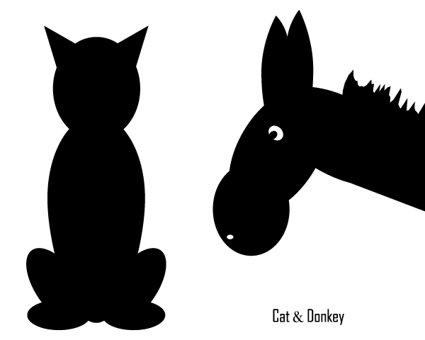Cat and Donkey Silhouettes Vector Cat and Donkey Silhouettes Vector