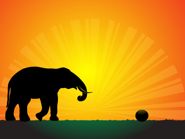 Vector Elephant Silhouette in the Sunset Wallpaper Vector Elephant Silhouette in the Sunset Wallpaper