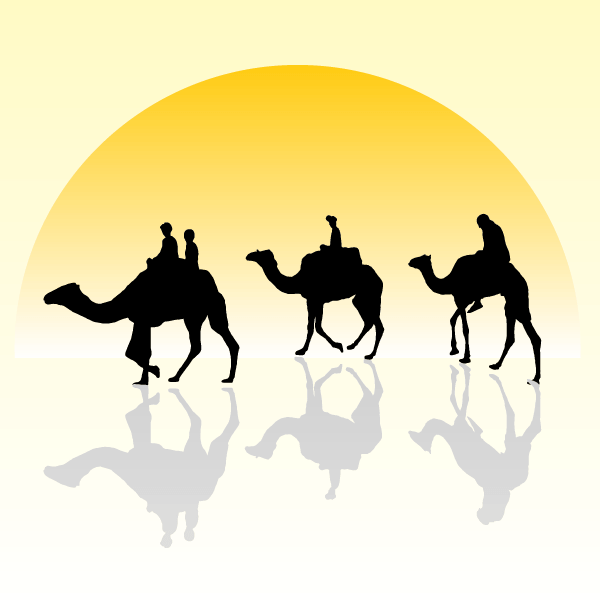 Vector Camel Caravan Silhouette in the Sunset Wallpaper Vector Camel Caravan Silhouette in the Sunset Wallpaper