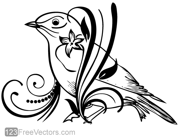 Floral Bird Vector