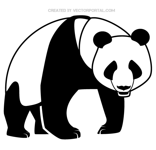 panda clipart black white - photo #46