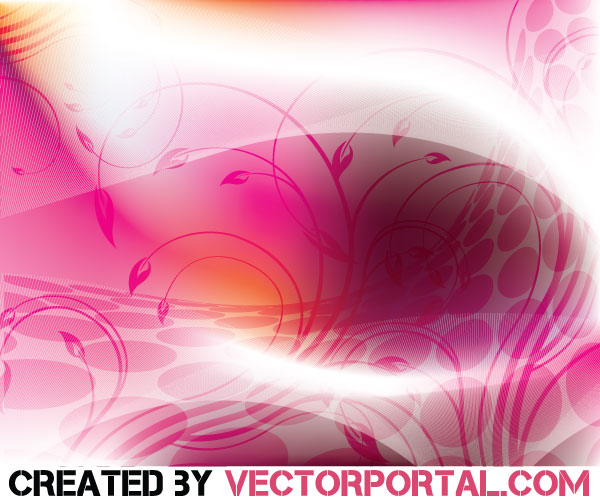 Gradient Mesh Pink Background with Floral Elements Vector Gradient Mesh Pink Background with Floral Elements Vector