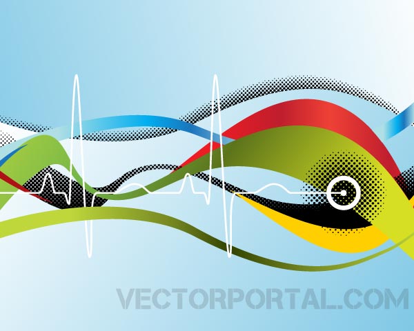 Abstract Background Design with Sine Wave and Halftone Abstract Background Design with Sine Wave and Halftone