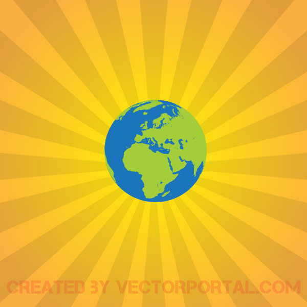 Earth on Sunburst Background Design Earth on Sunburst Background Design