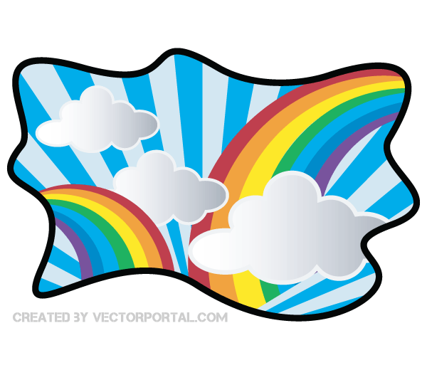 free clipart rainbow with clouds - photo #24