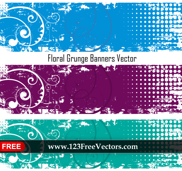 Floral Grunge Banners Vector