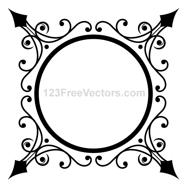 Circle Ornate Frame Vector Graphics