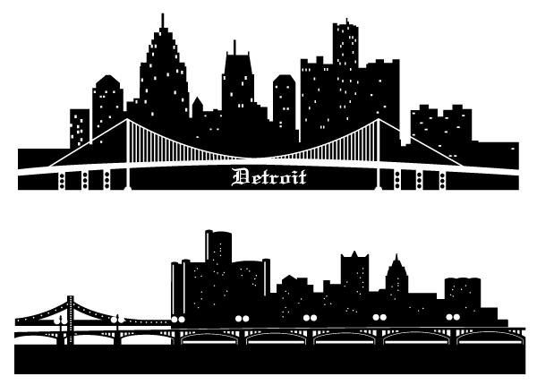 Detroit Skyline Silhouettes Free Vector Detroit Skyline Silhouettes Free Vector