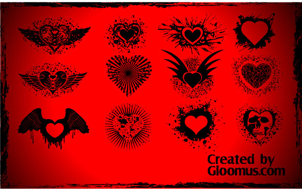 Grunge Vector Hearts