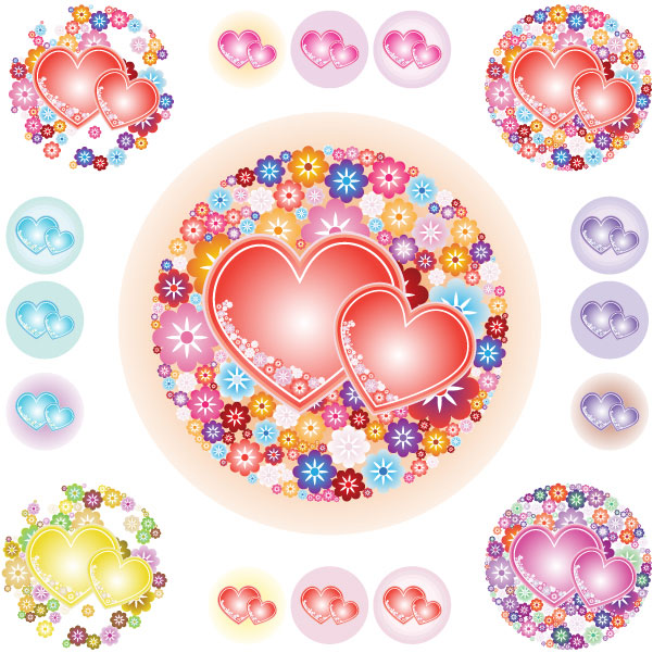 Vectorflowery Hearts Vectorflowery Hearts