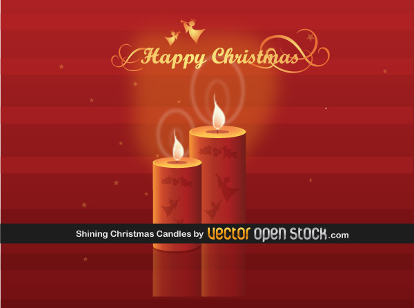 Christmas Candles on Red Background Vector Christmas Candles on Red Background Vector