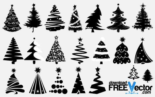 free clip art christmas tree black and white - photo #42