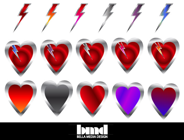 Vector Heart with a Lightning Bolt