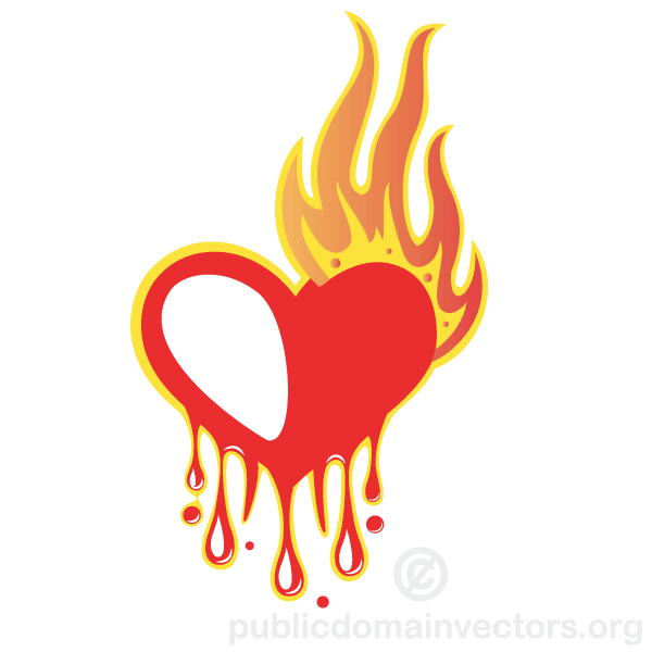 Bleeding Heart with Flames Vector Image Bleeding Heart with Flames Vector Image