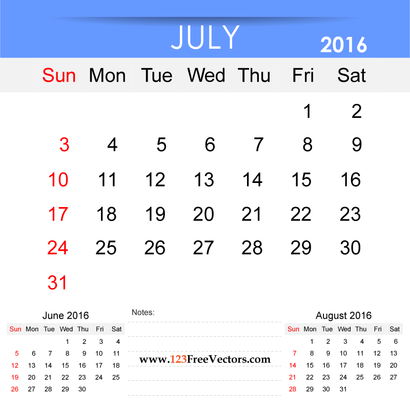 July 2016 Calendar Printable July 2016 Calendar Printable