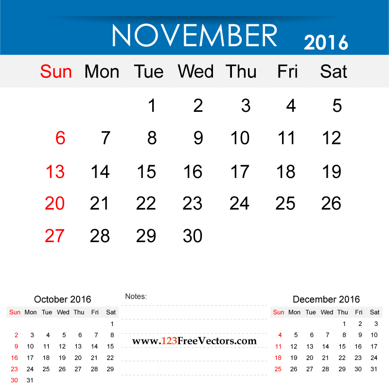 november 2016 calendar printable download free vector