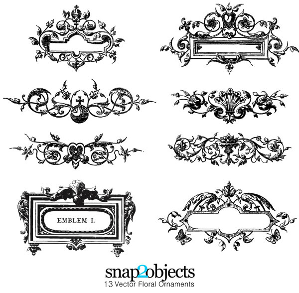 Free Floral Ornaments Vector Pack Download Free Vector Art Free Vectors