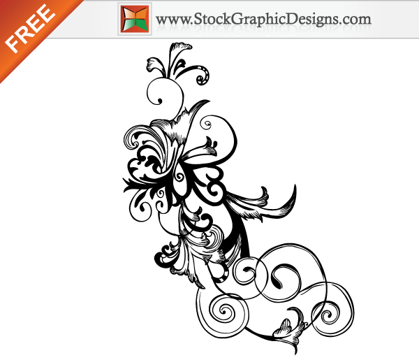Free Hand Drawn Swirl Floral Vector