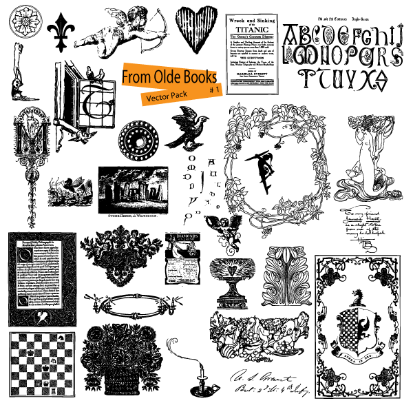 Free Ornaments Vector from Old Books Free Ornaments Vector from Old Books