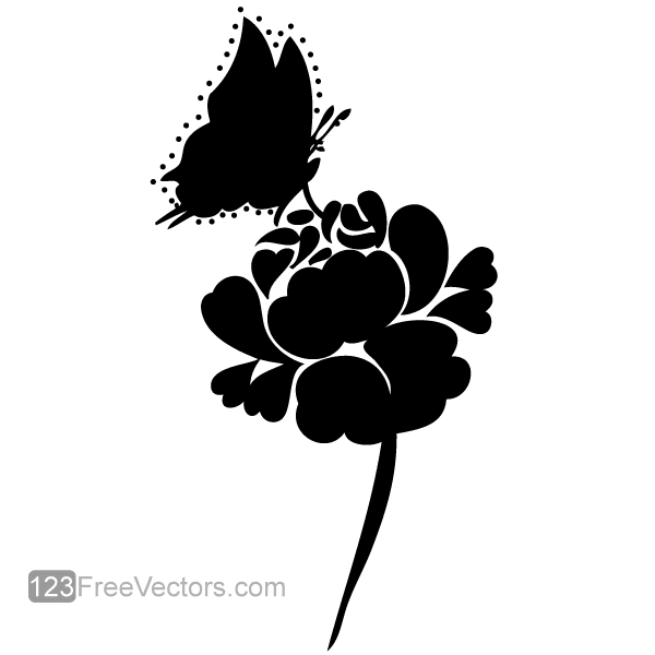 Download Rose Silhouette with Butterfly Vector Image | Download ...