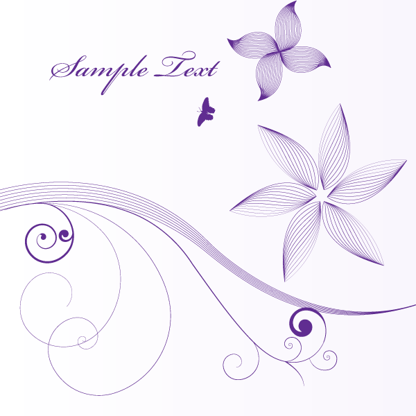 Download Vector Floral Background with Line Art Flowers | Download Free Vector Art | Free-Vectors