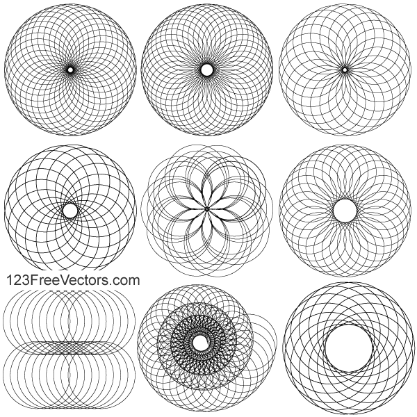 Line Art Circle Design Elements Vector Illustrator Pack