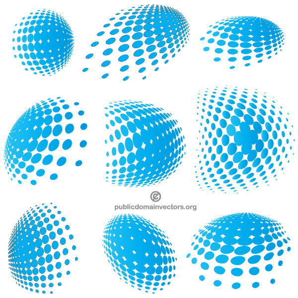 Vector Blue Halftone Elements Graphics