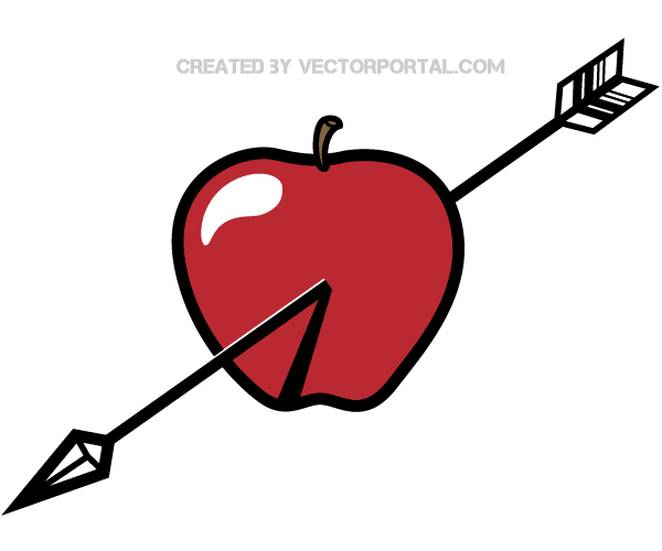 Arrow Through Red Apple Vector Image Arrow Through Red Apple Vector Image