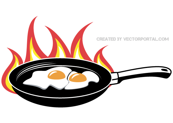 Fried Eggs on Frying Pan Vector Fried Eggs on Frying Pan Vector