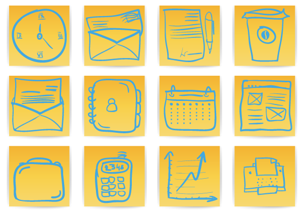 Free Hand Drawn Office & Business Icons Vector Free Hand Drawn Office & Business Icons Vector