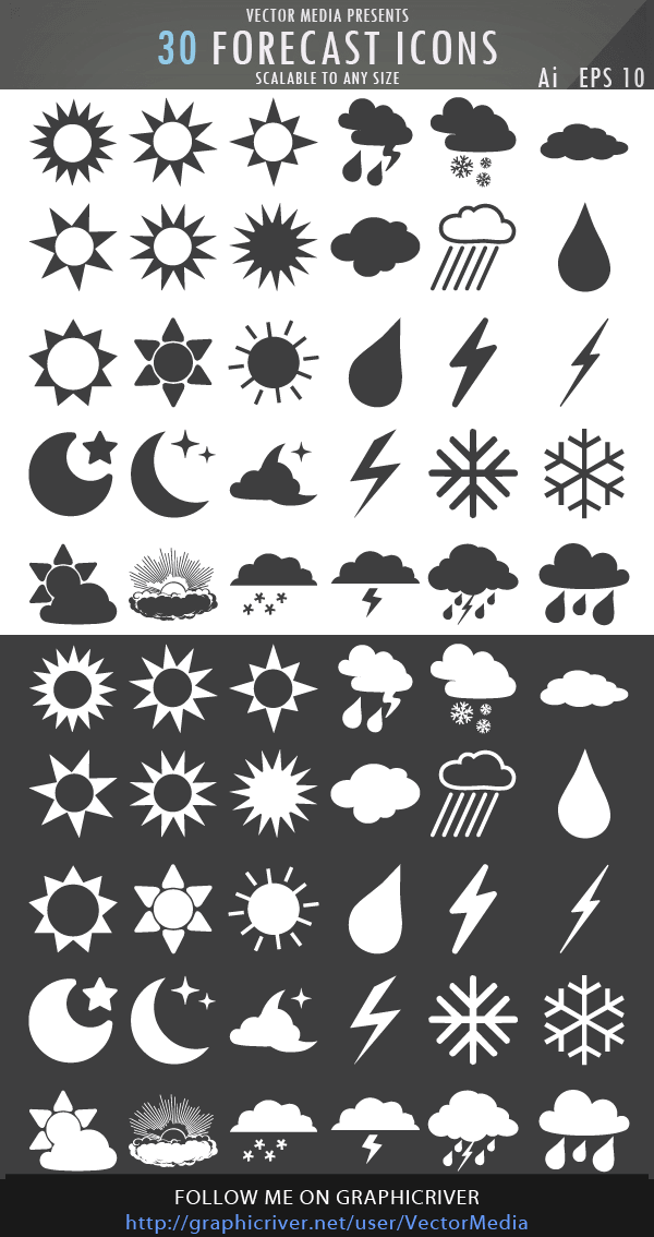 30 Weather Forecast Icons Vector 30 Weather Forecast Icons Vector