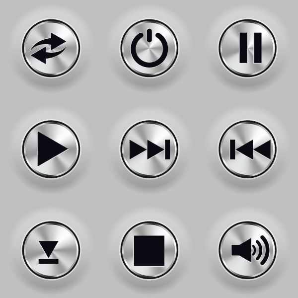 Vector Metal Media Player Buttons