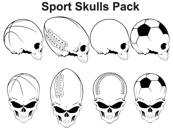 Free Vector Sports Skulls Pack Free Vector Sports Skulls Pack